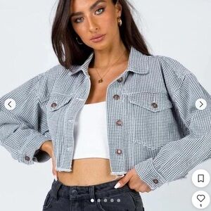 Princess Polly Black and White Checkered Cropped Jacket
